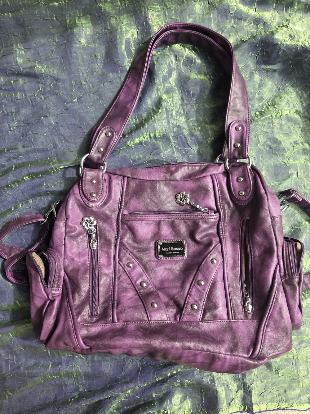 Purple Leather Hobo Bag